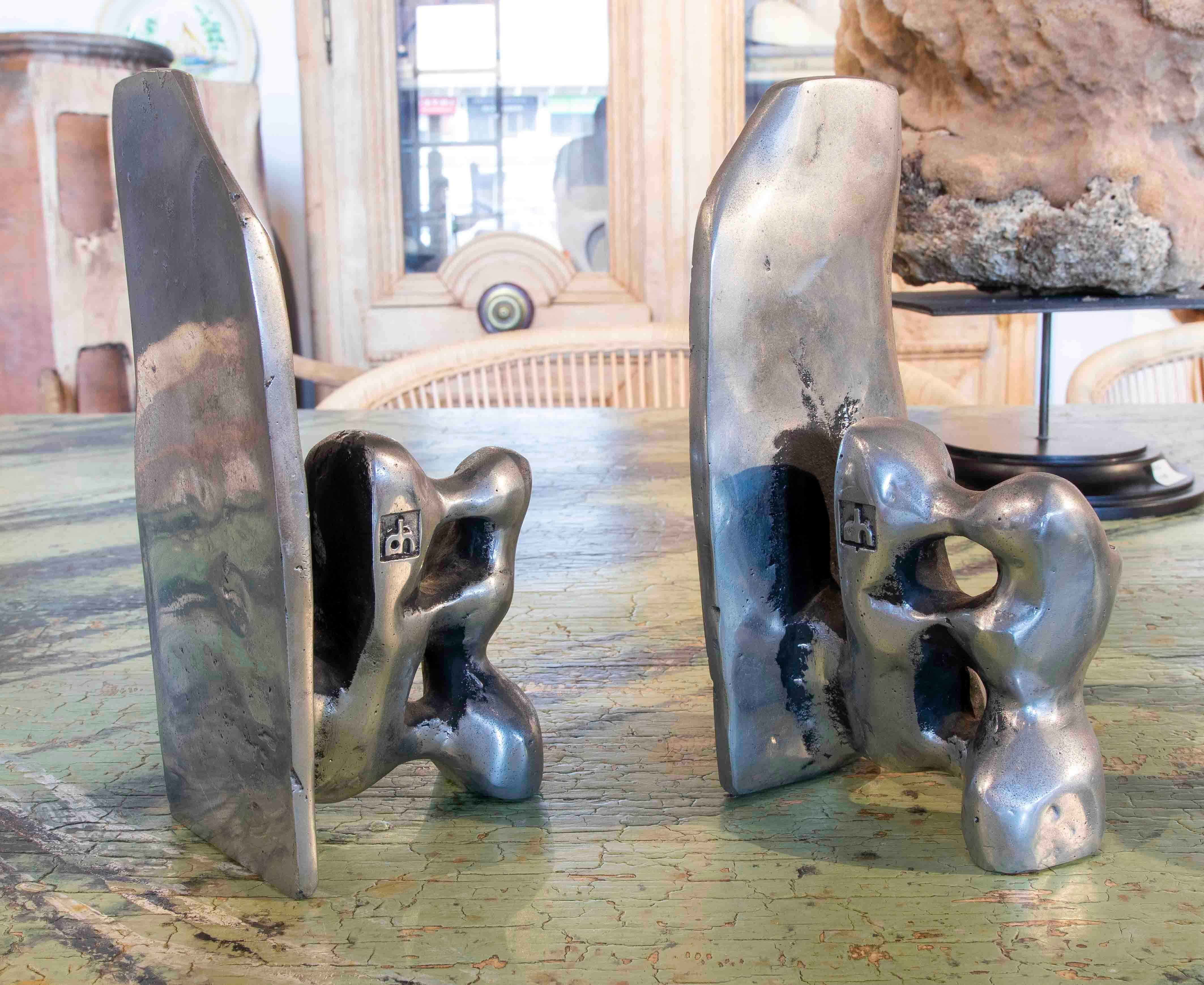 Spanish Modern Style Bronze Bookends by the Artist David Marshall For Sale 1