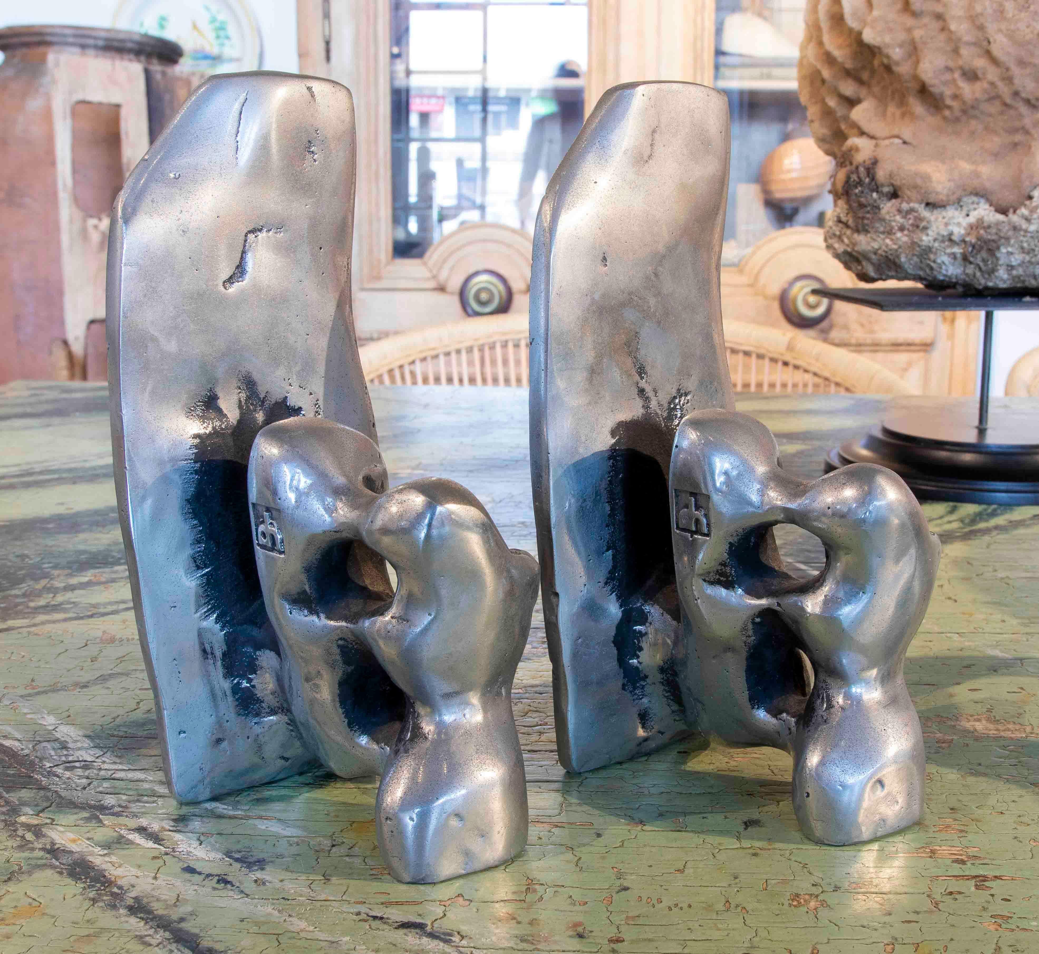 Spanish Modern Style Bronze Bookends by the Artist David Marshall For Sale 3