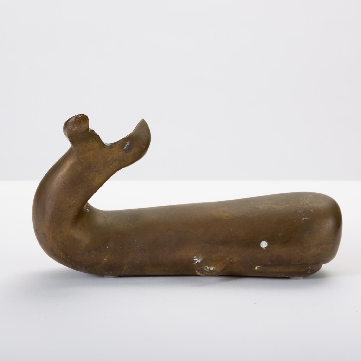 20th Century Spanish Modern Whale Paperweight in Oxidized Brass