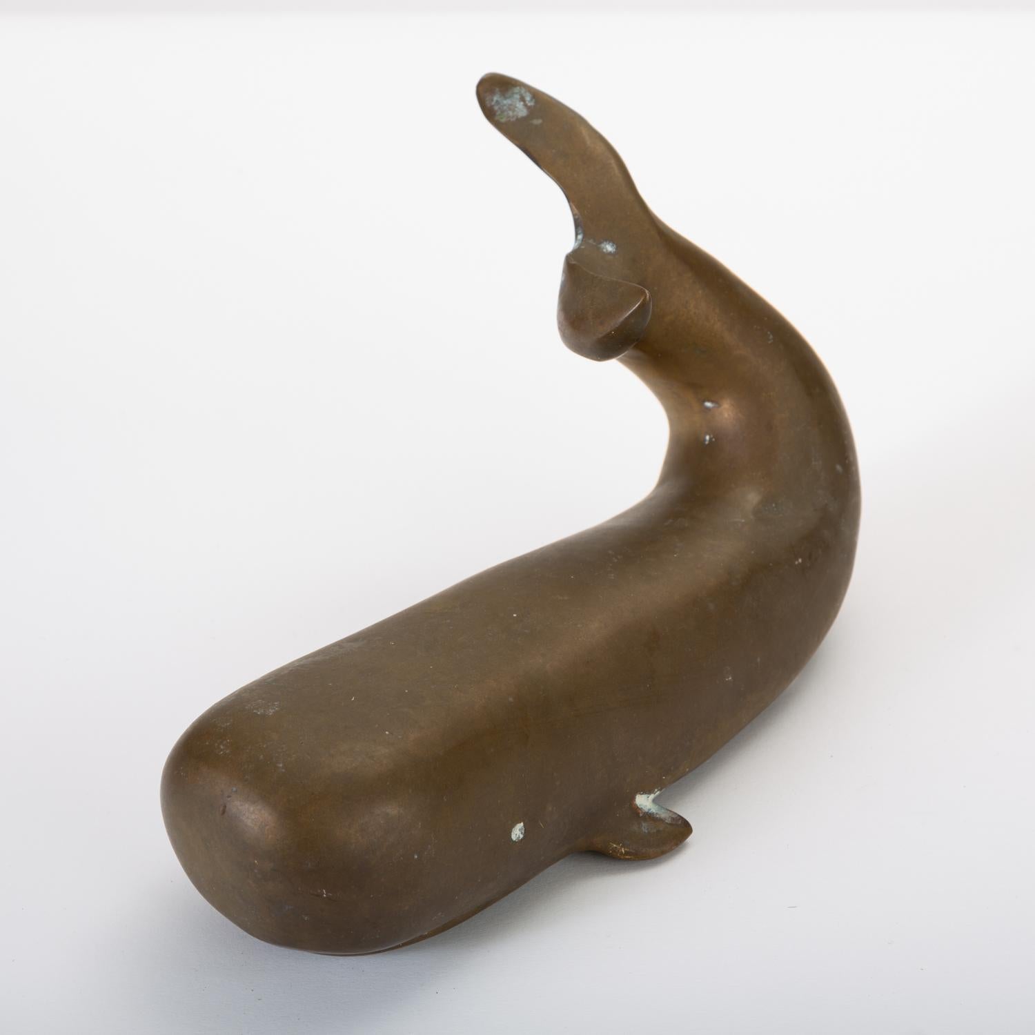 Spanish Modern Whale Paperweight in Oxidized Brass 2