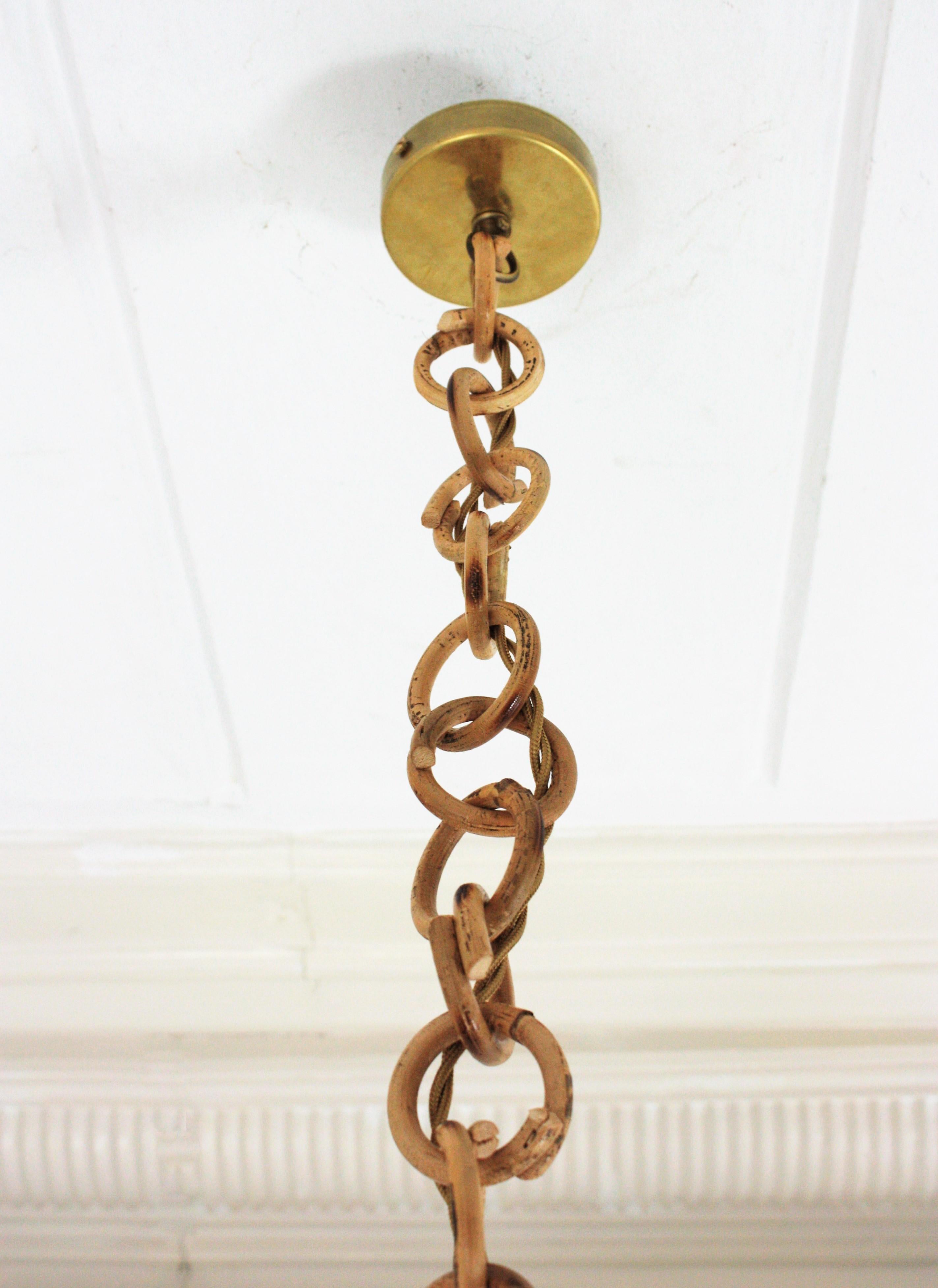 Lampada a sospensione spagnola modernista in macramè beige, arancione e marrone in vendita 11
