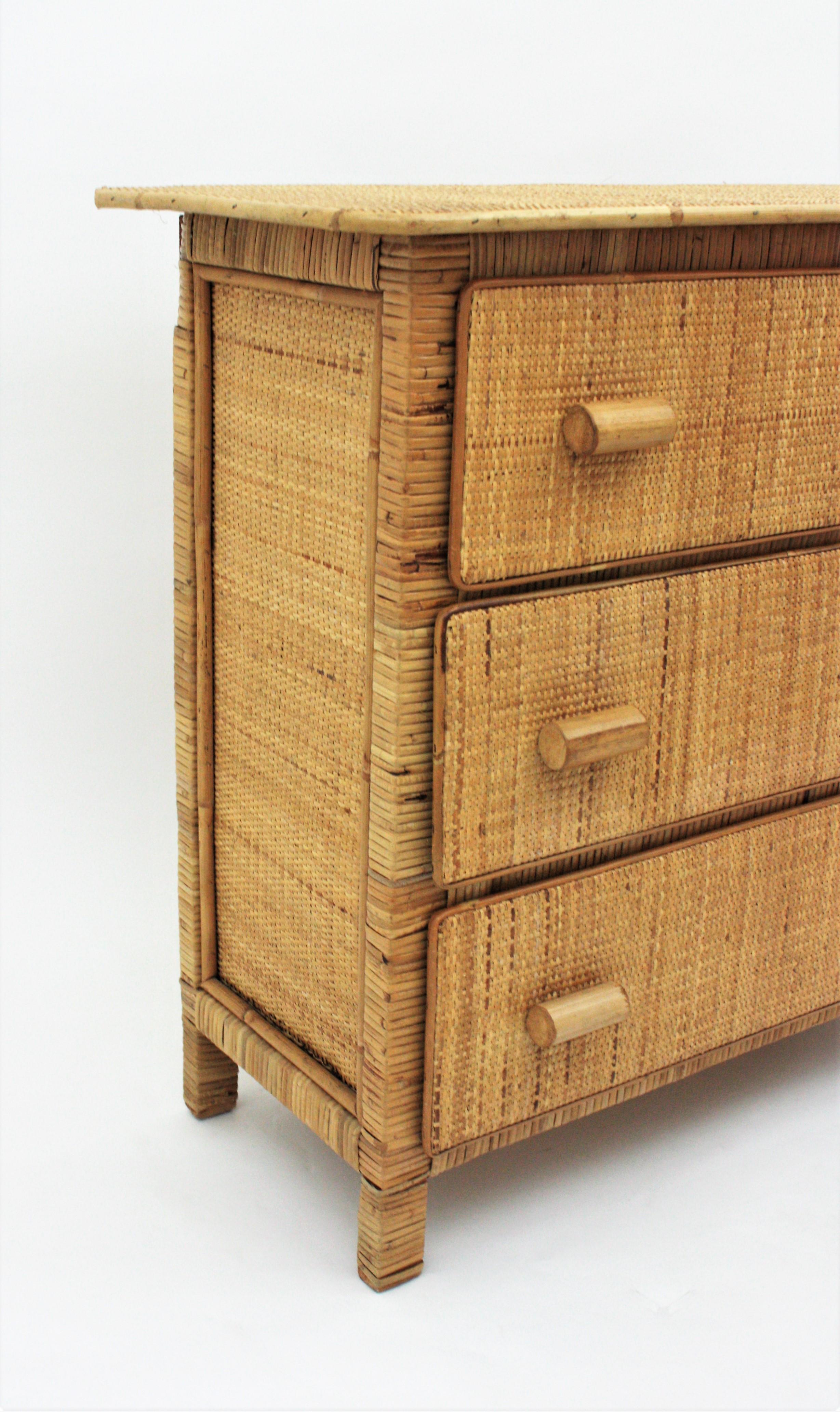 Spanish Modernist Rattan Chest of Drawers, 1970s 4