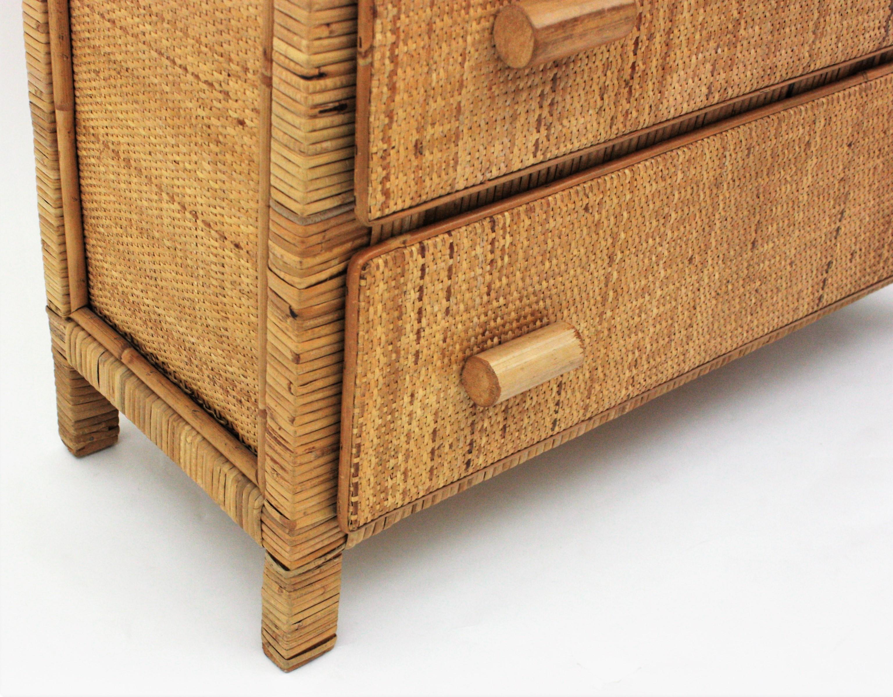 Spanish Modernist Rattan Chest of Drawers, 1970s 6