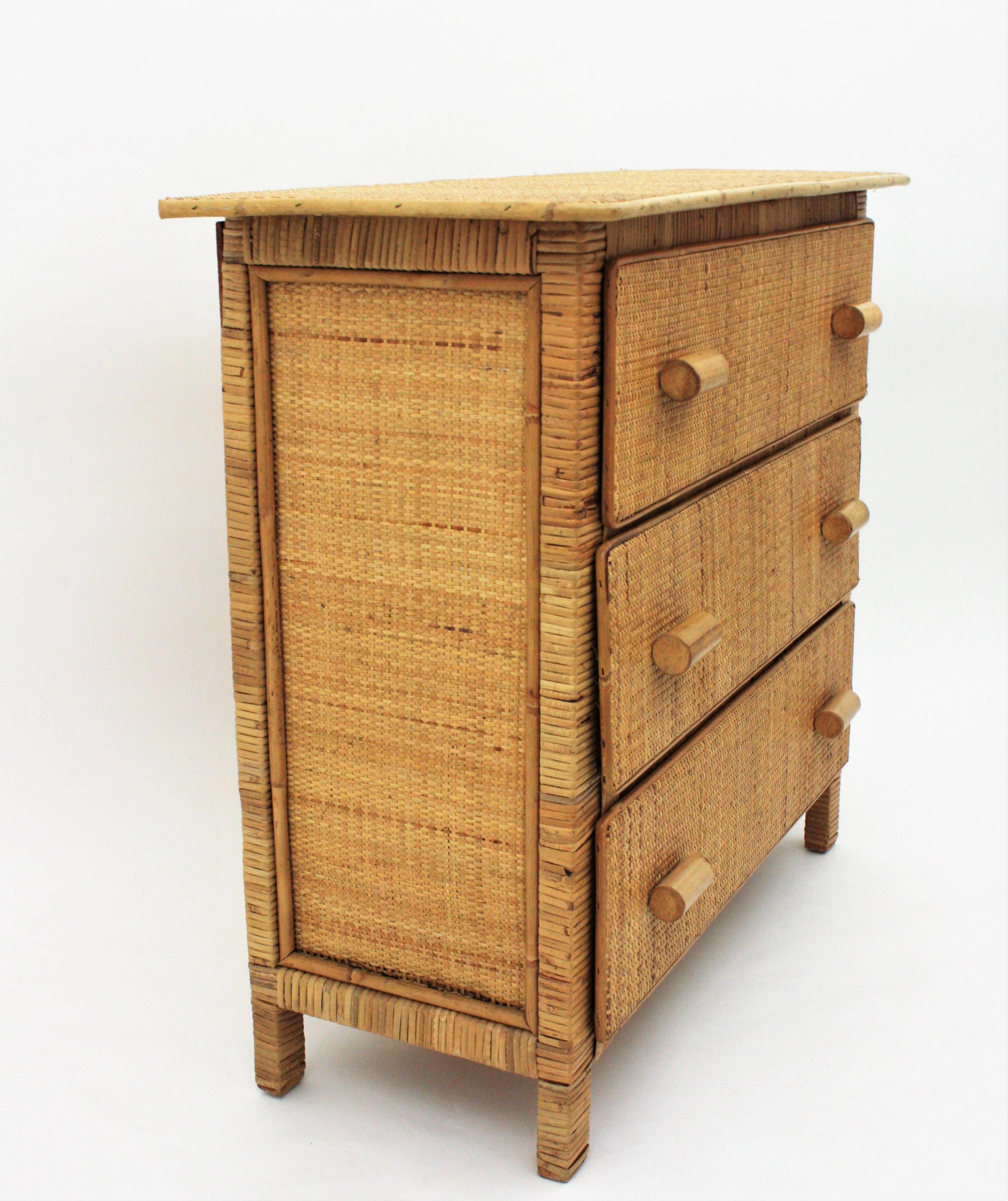 Spanish Modernist Rattan Chest of Drawers, 1970s 7