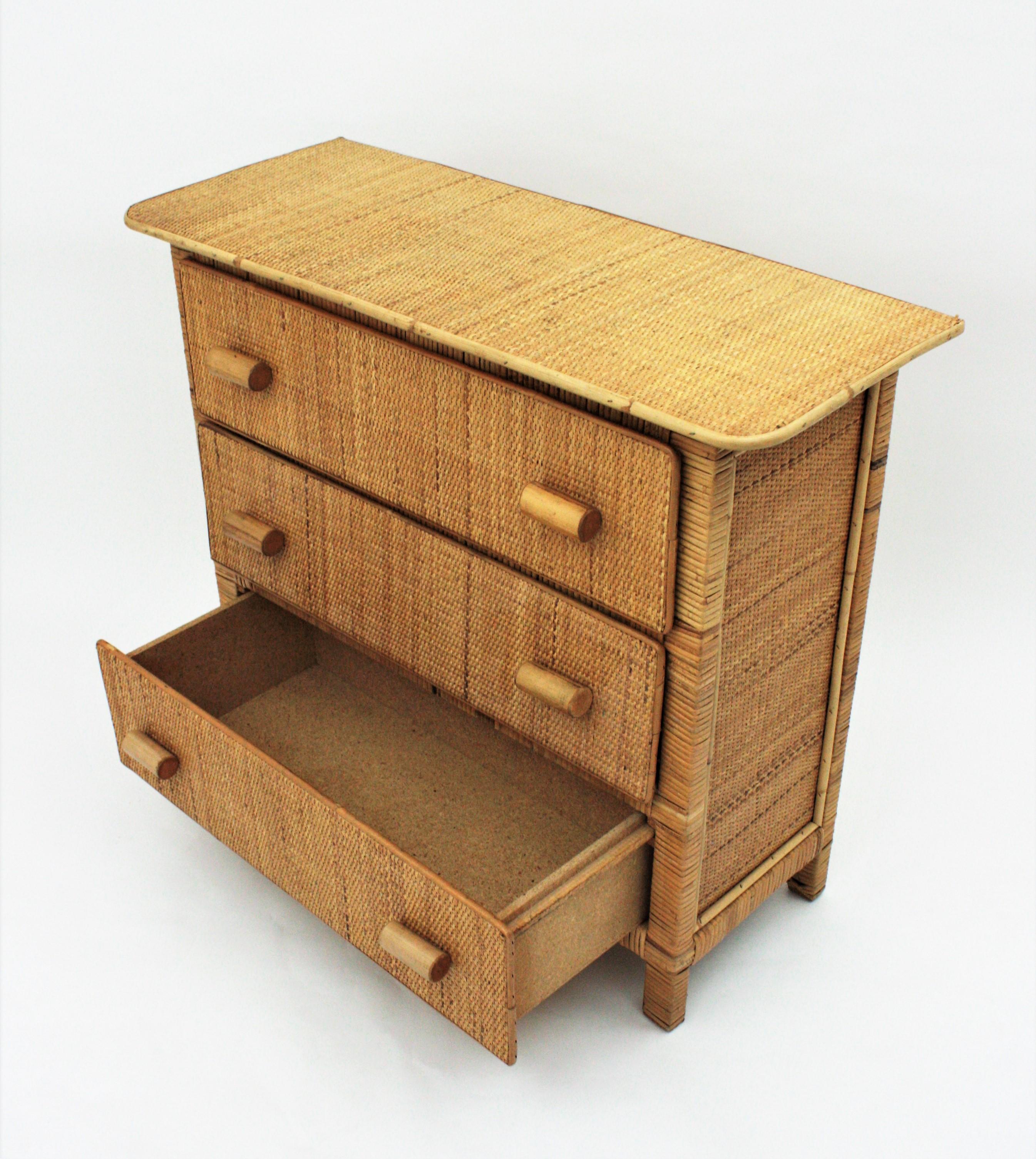Spanish Modernist Rattan Chest of Drawers, 1970s 8