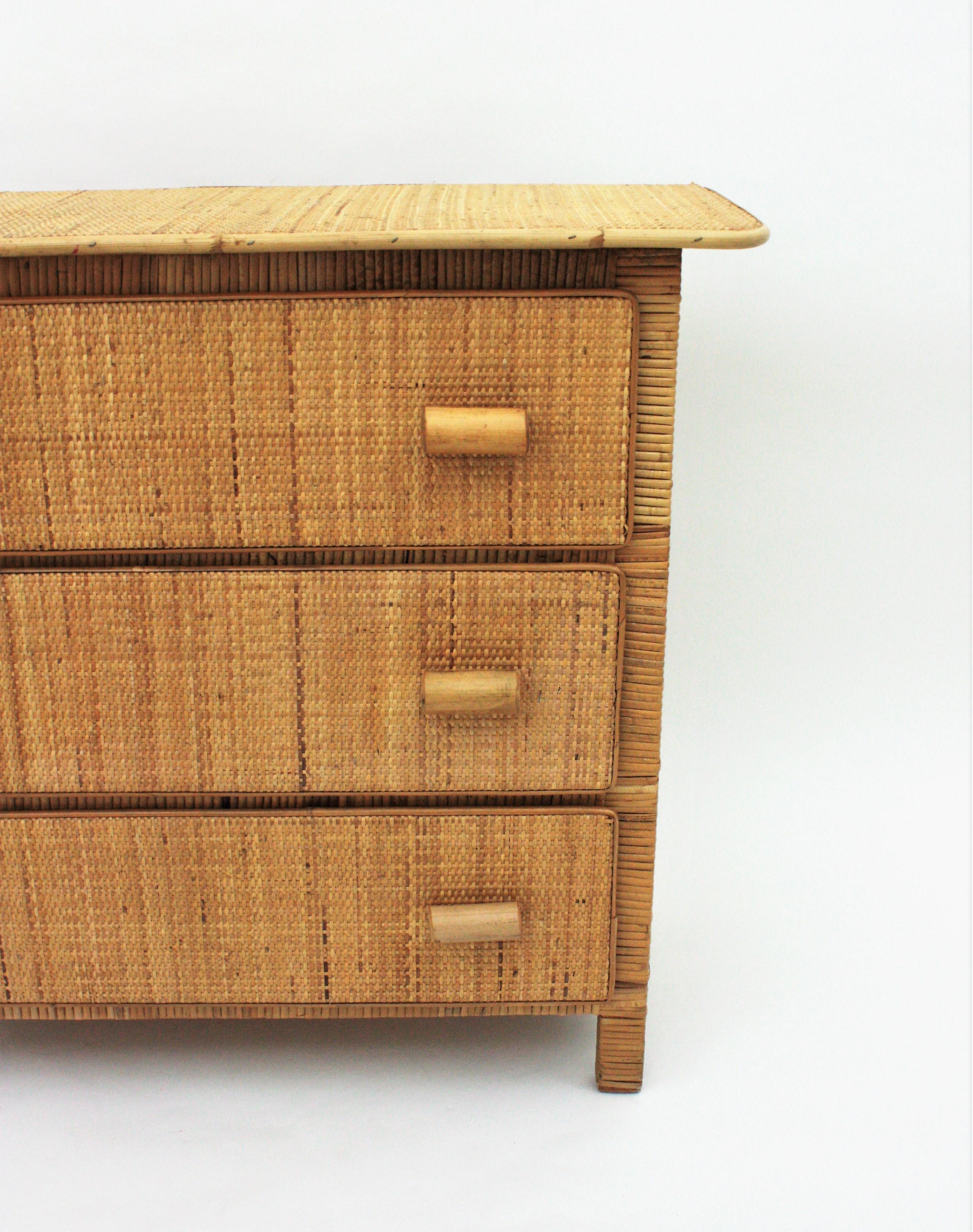 Spanish Modernist Rattan Chest of Drawers, 1970s 2