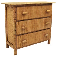Spanish Modernist Rattan Chest of Drawers, 1970s