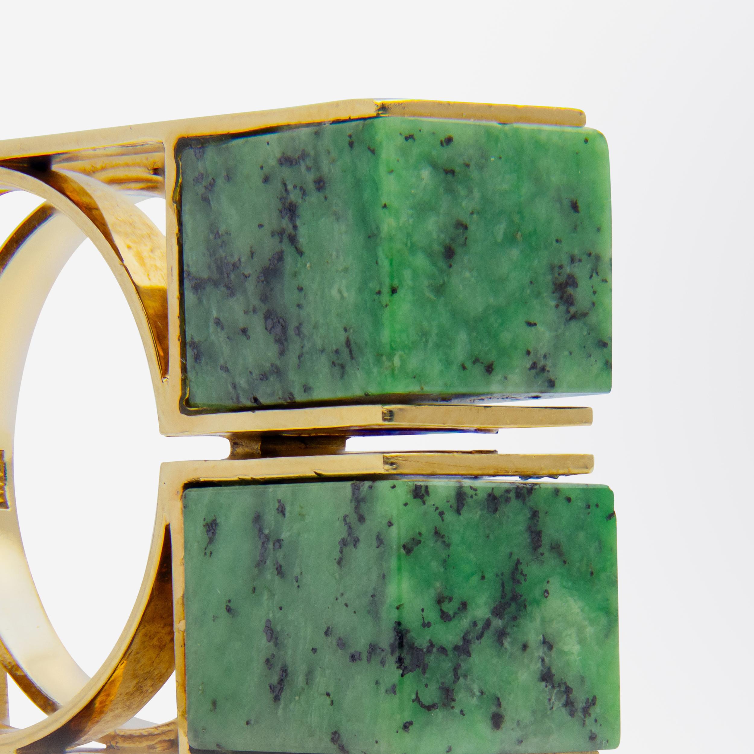 Spanish Modernist Ring With Green Grossular Garnet For Sale 1