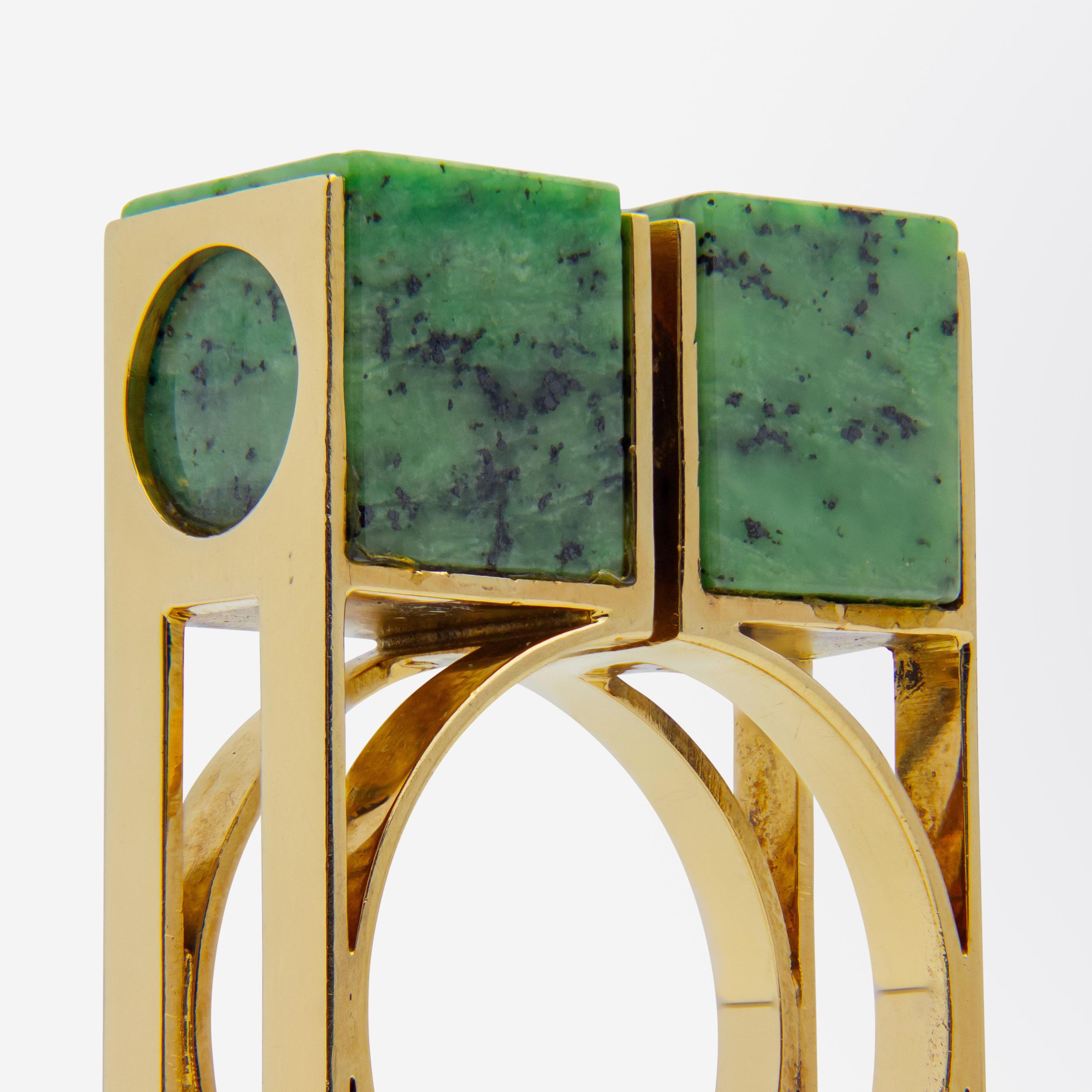 Spanish Modernist Ring With Green Grossular Garnet For Sale 2