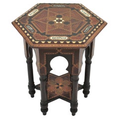 Spanish Moorish Hexagonal Wooden Table or Stand, 1950s
