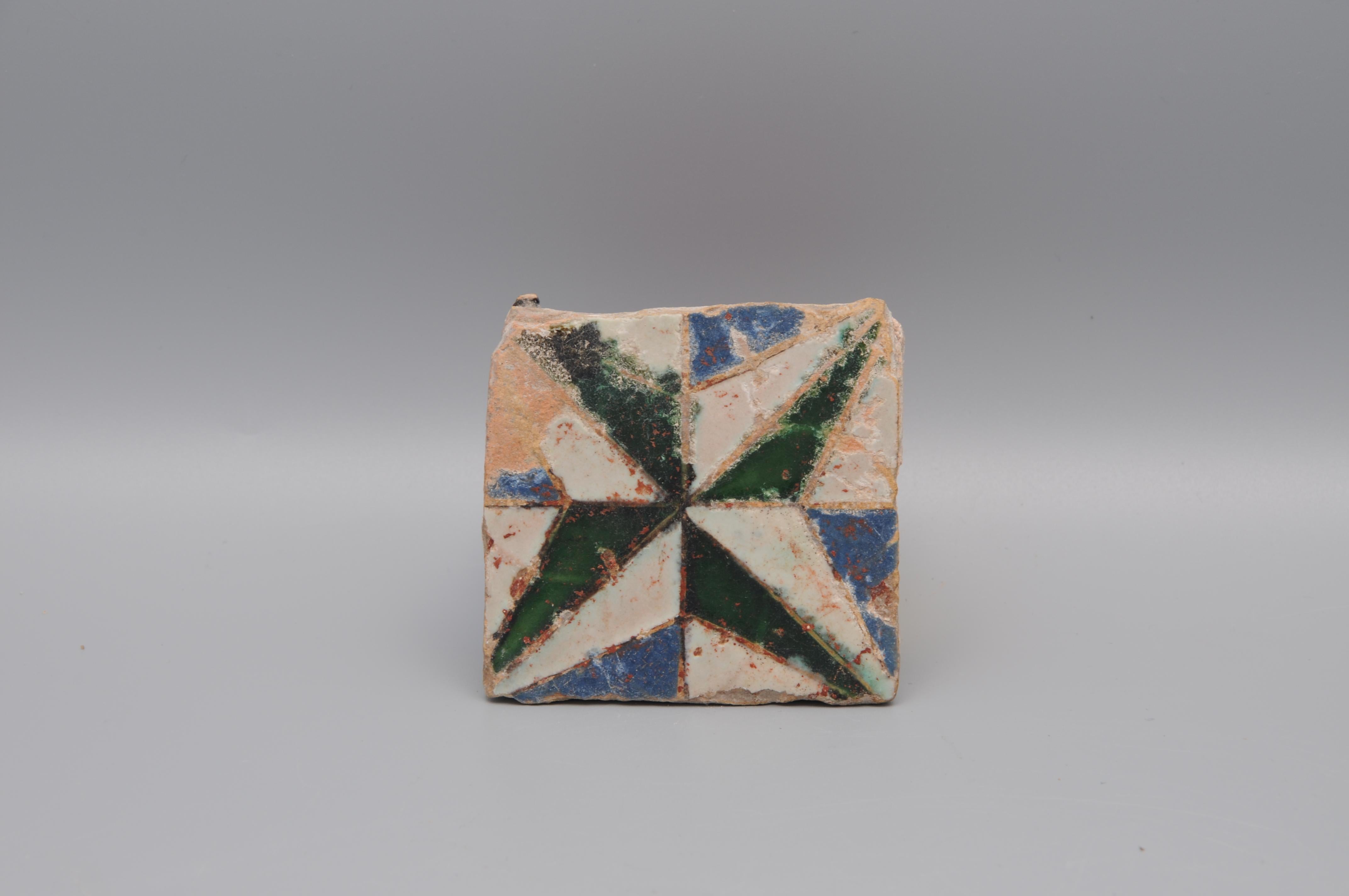 Renaissance Spanish Moorish Mudejar Olambrilla Tile, Cuerda Seca - Sevilla 16th century For Sale