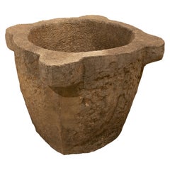 Spanish mortar handcarved in stone used to mill ingredients like cereals