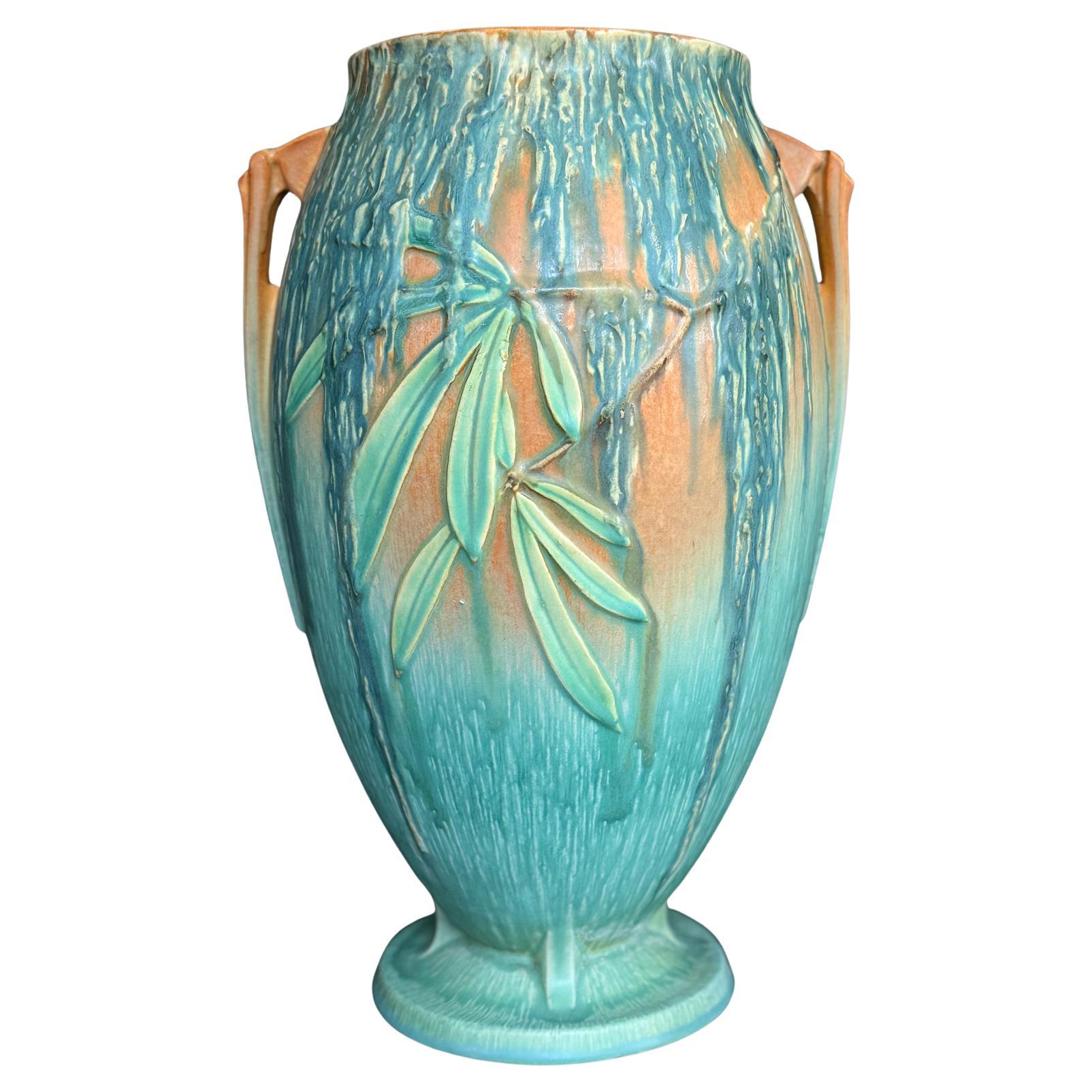 "Spanish Moss", Large, Spectacular Art Deco Vase in Blue-Green and Pumpkin For Sale