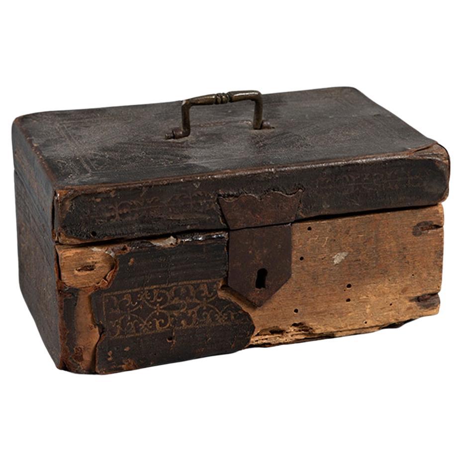 Spanish Mudejar-Style Wooden and Leather-Covered Chest, circa 1500