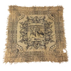 Antique Spanish Mural Tapestry Bullfighting Decoration, Late 19th Century