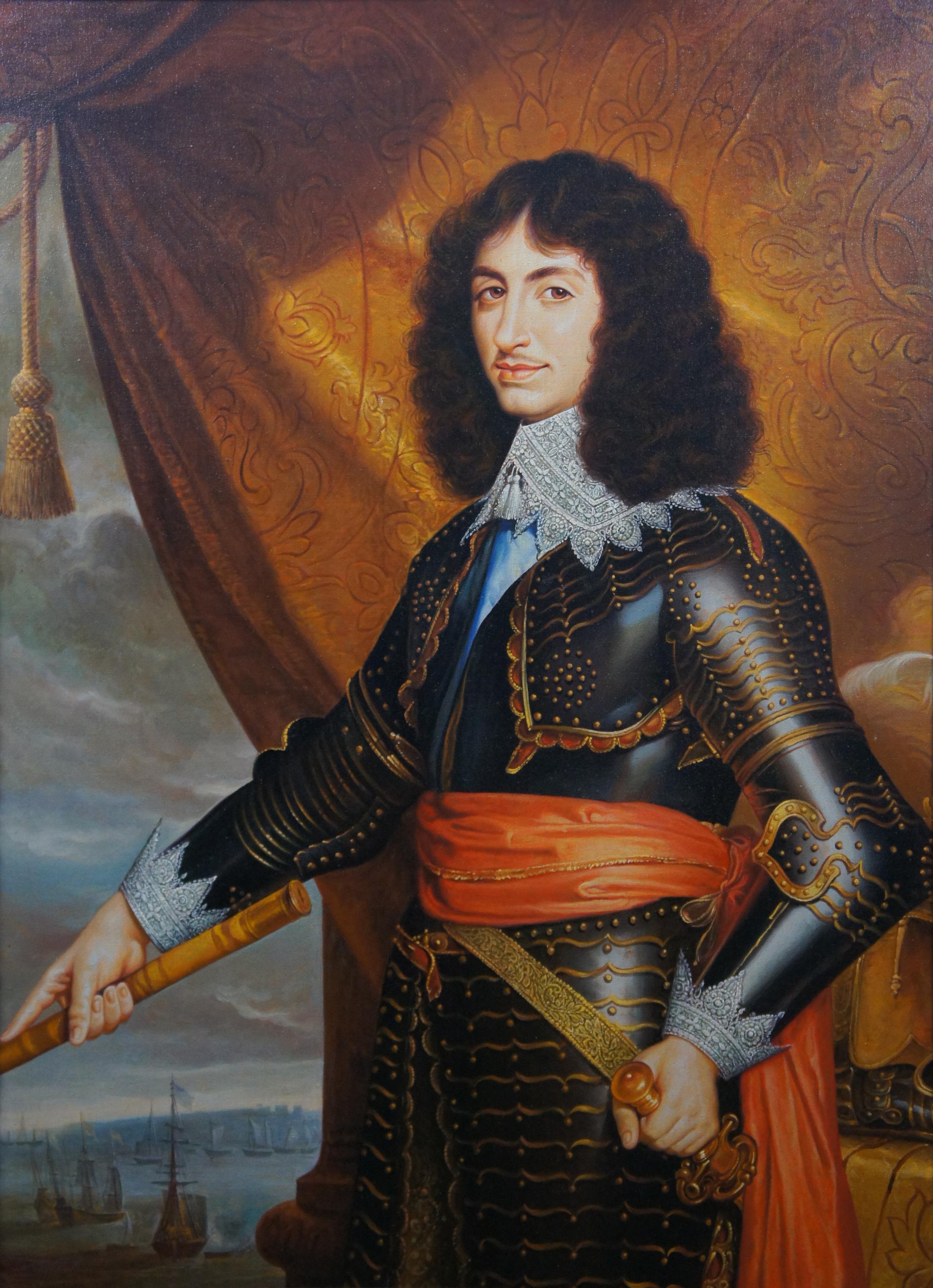 English King Charles II Officer Portrait Oil Painting on Canvas Nautical 50