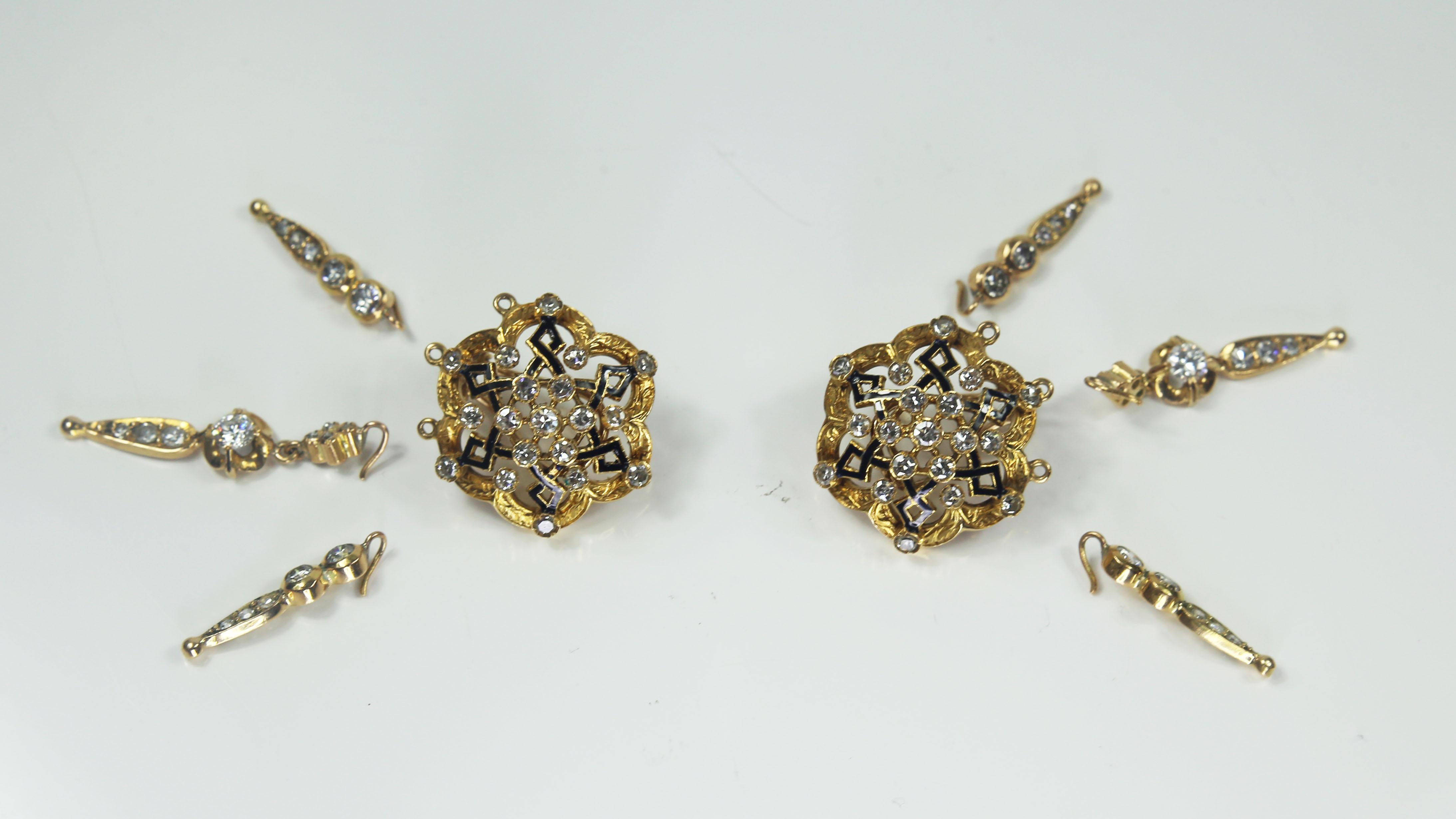 Spanish Neo-Renaissance Set Brooch, Earrings, Bracelet and Ring in 18 Karat Gold 3