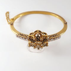 Spanish Neo-Renaissance Set Ring & Bracelet in 18 Karat Gold, Diamonds & Enamel