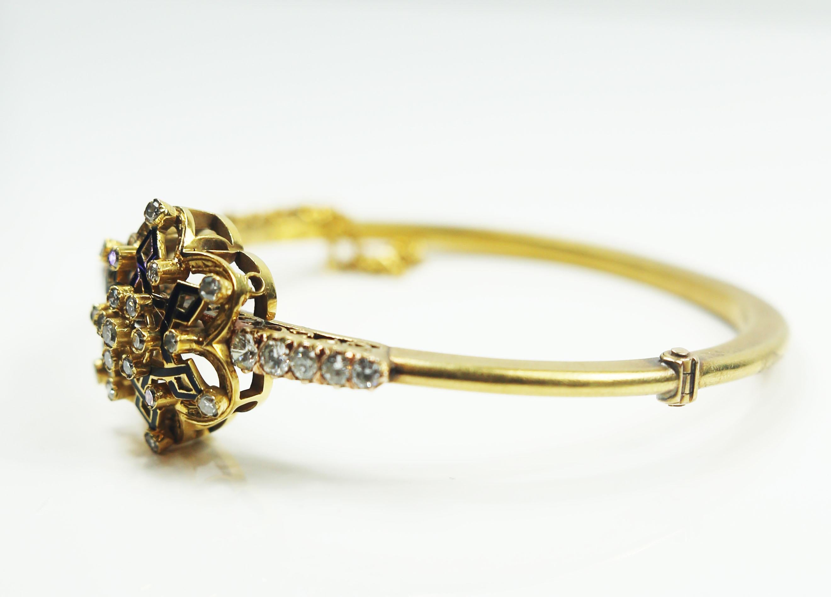 Renaissance Revival Spanish Neo-Renaissance Set Ring & Bracelet in 18 Karat Gold, Diamonds & Enamel
