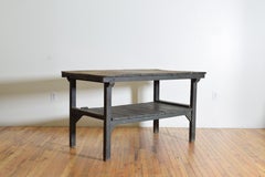 Spanish Neoclassic Blue Painted Pinewood Gardening Table, 1st quarter 19th cen.