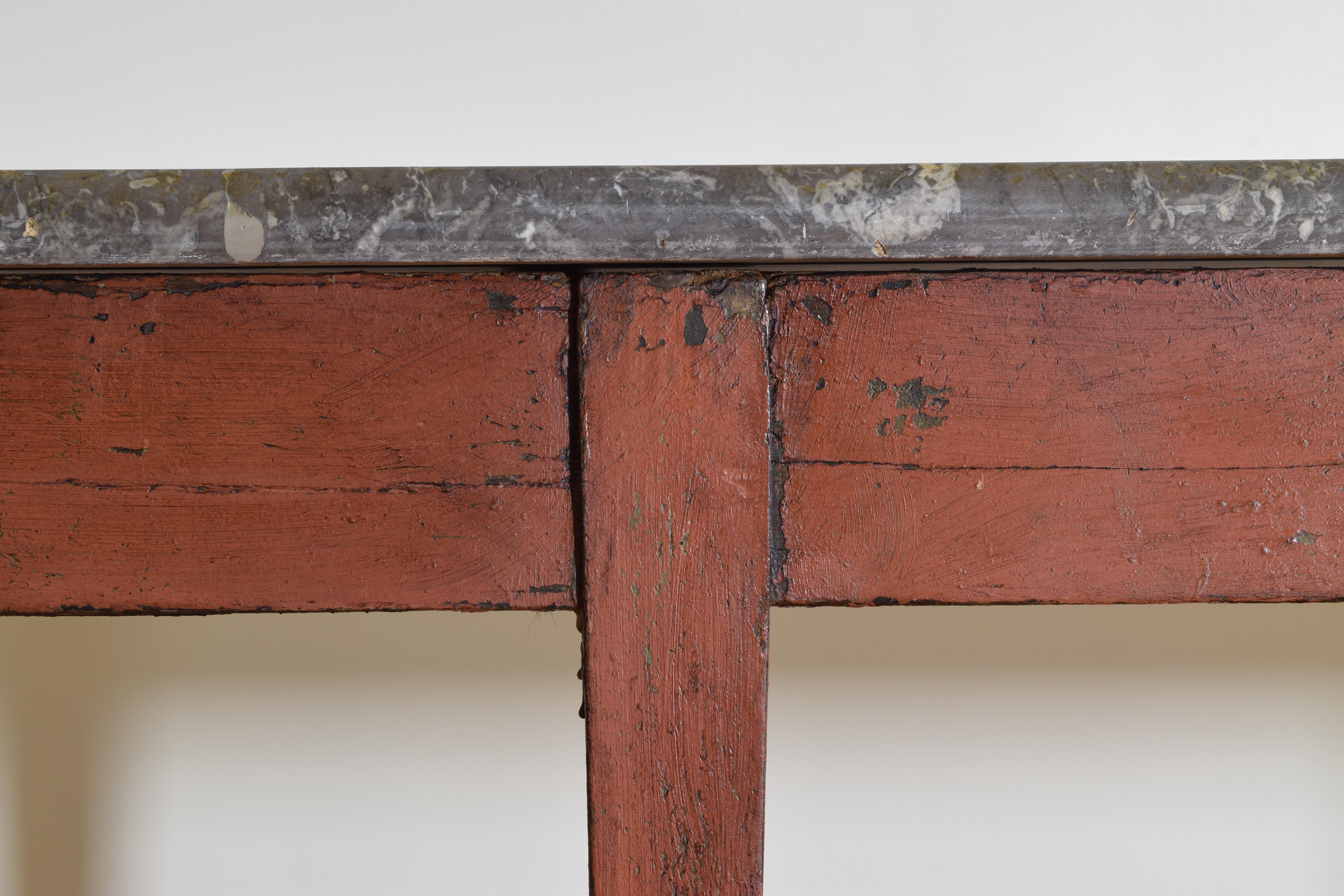 Spanish Neoclassic Painted Marble Top Sofa or Console Table, Early 19th Century 2