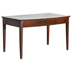 Table d'écriture ou de cuisine néoclassique espagnole en bois de pin et noyer à 1 tiroir, vers 1800