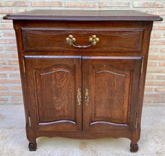 Spanish Oak Cabinet with Drawer and Paneled Doors