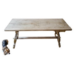 Vintage Spanish Oak Farm Trestle Table