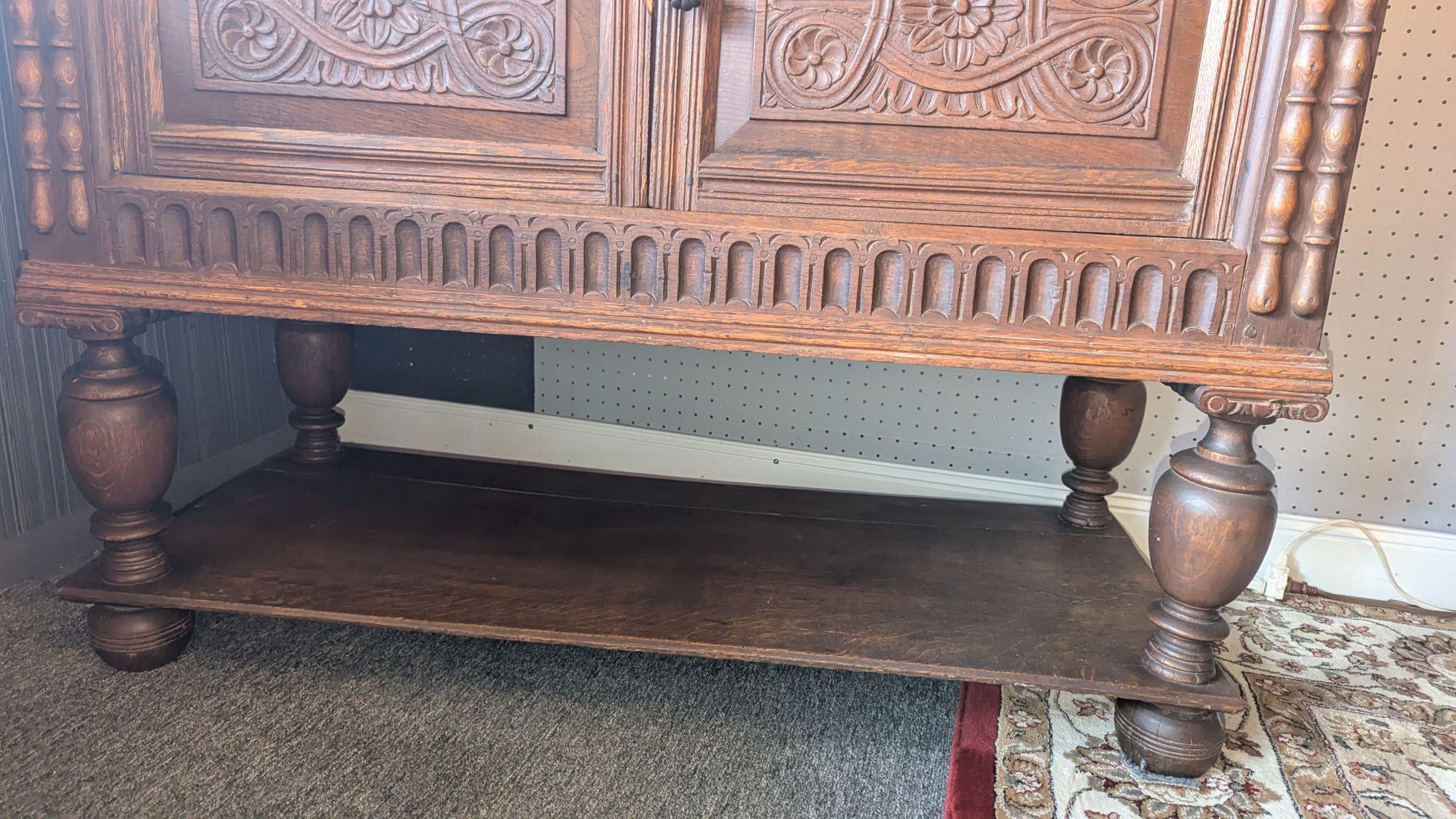 Victorian Spanish Oak Server Cupboard For Sale