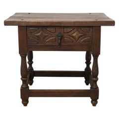 Spanish Oak Side Cabinet Nightstand French Bedside Table, circa 1940