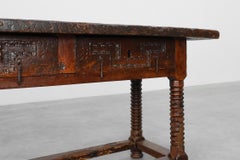 Spanish Oak Side Table or Console, 17th Century