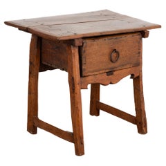 Spanish Oak Wood Side Table With Drawer, circa 1800