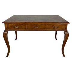 Spanish Oak Writing Desk with Three Drawers, Mid-20th Century