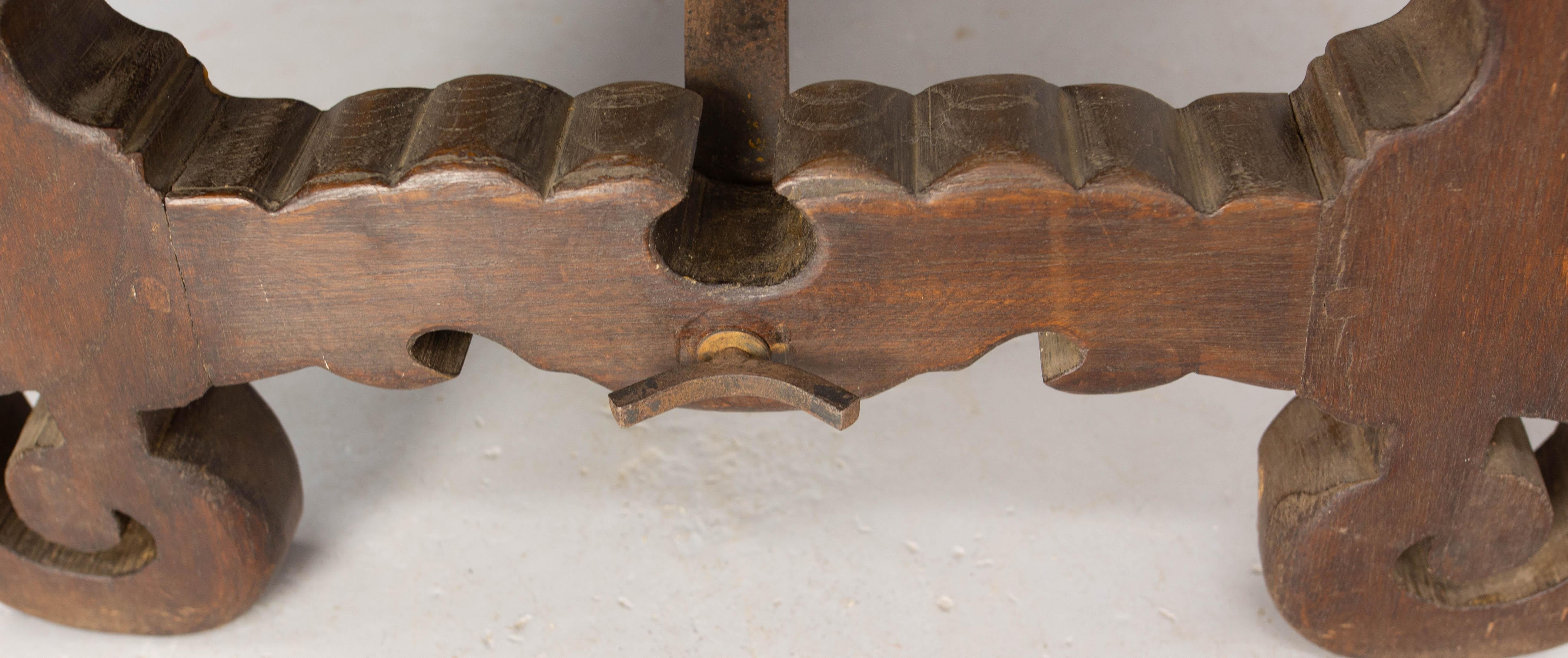 Spanish Oak & Wrought Iron Dining Table Late 19th Century For Sale 5