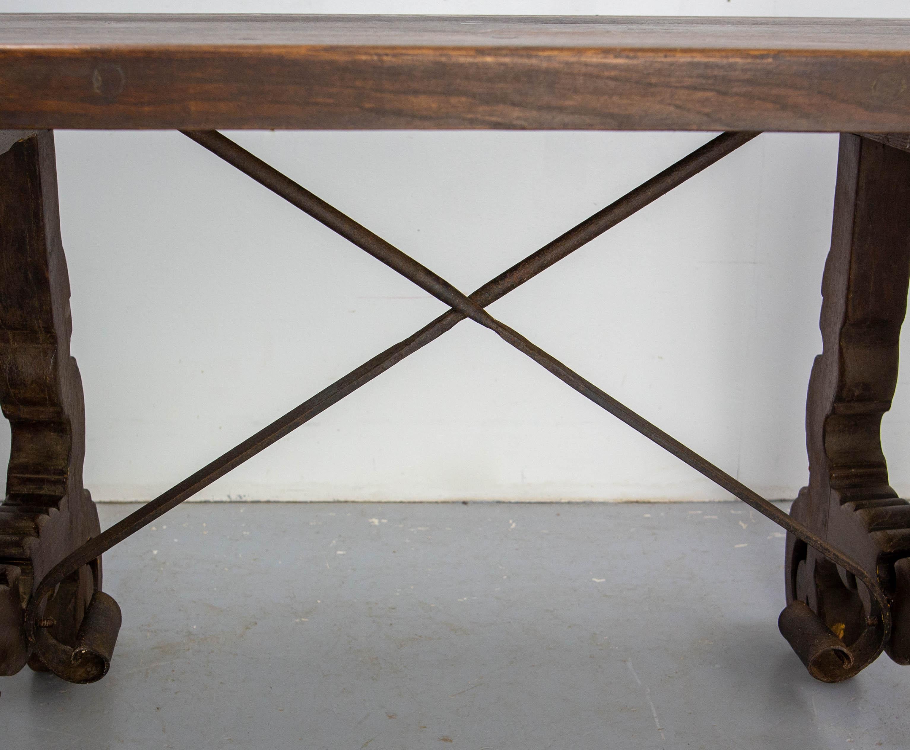 Spanish Oak & Wrought Iron Dining Table Late 19th Century For Sale 6