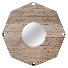 Spanish Octagonal-Shaped Wooden Antique "Brasero" with Mirror, Artisan Created
