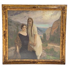 Spanish Oil on canvas “Mother and daughter”, Anselmo Miguel Nieto