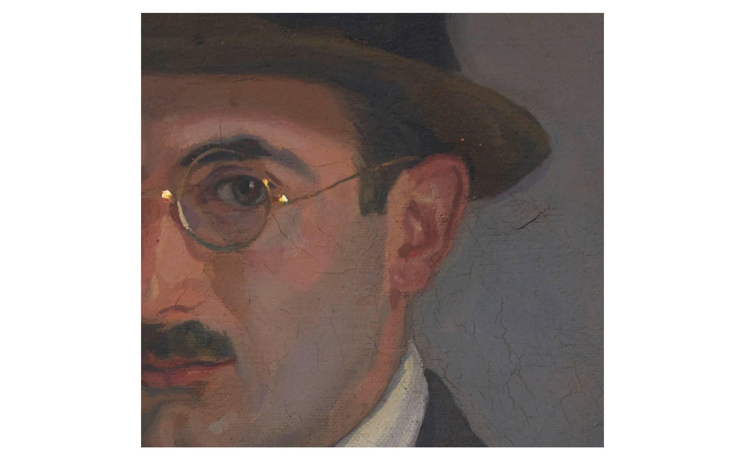 • Unframed man with gun portrait
• Spanish artist 
• 1916
• Measures: 2