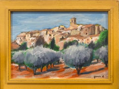 Sun Scorched Spanish Hill Top Perched Village, signed oil painting