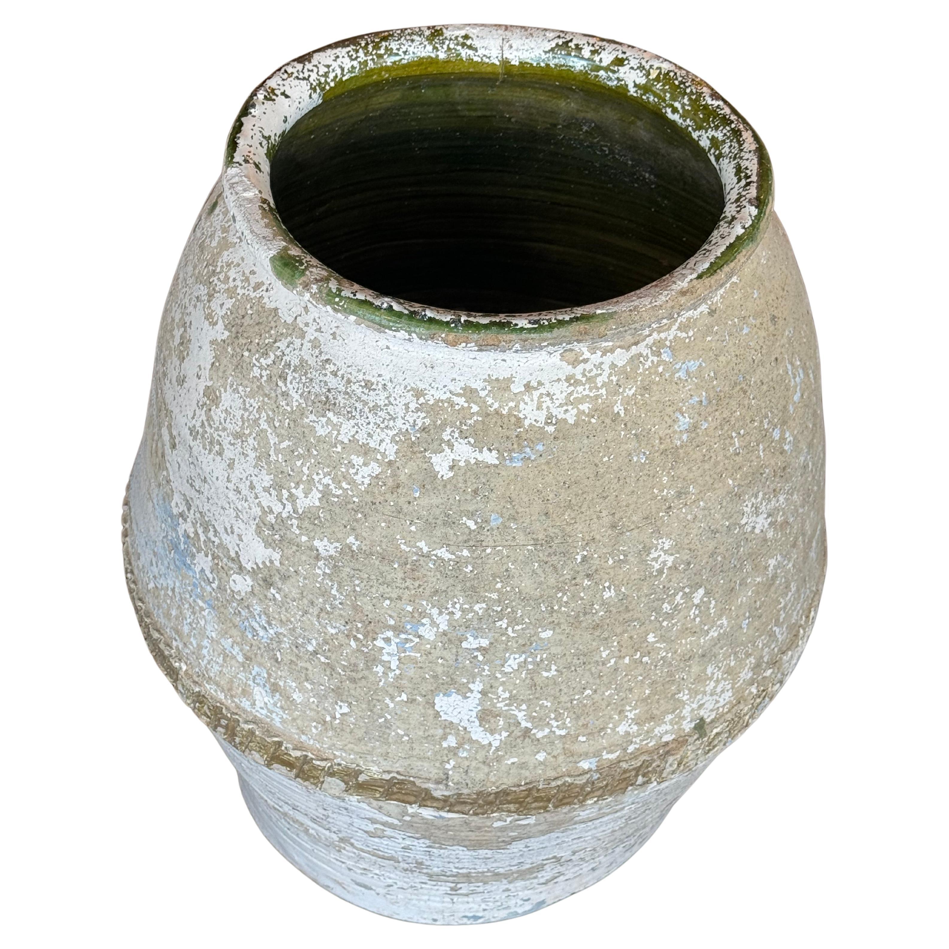 Hand-Crafted Spanish Olive Green Planter, Circa 19th Century Catalonia For Sale