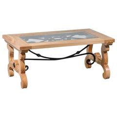 Spanish Olivewood and Iron Rustic Designer Coffee Table