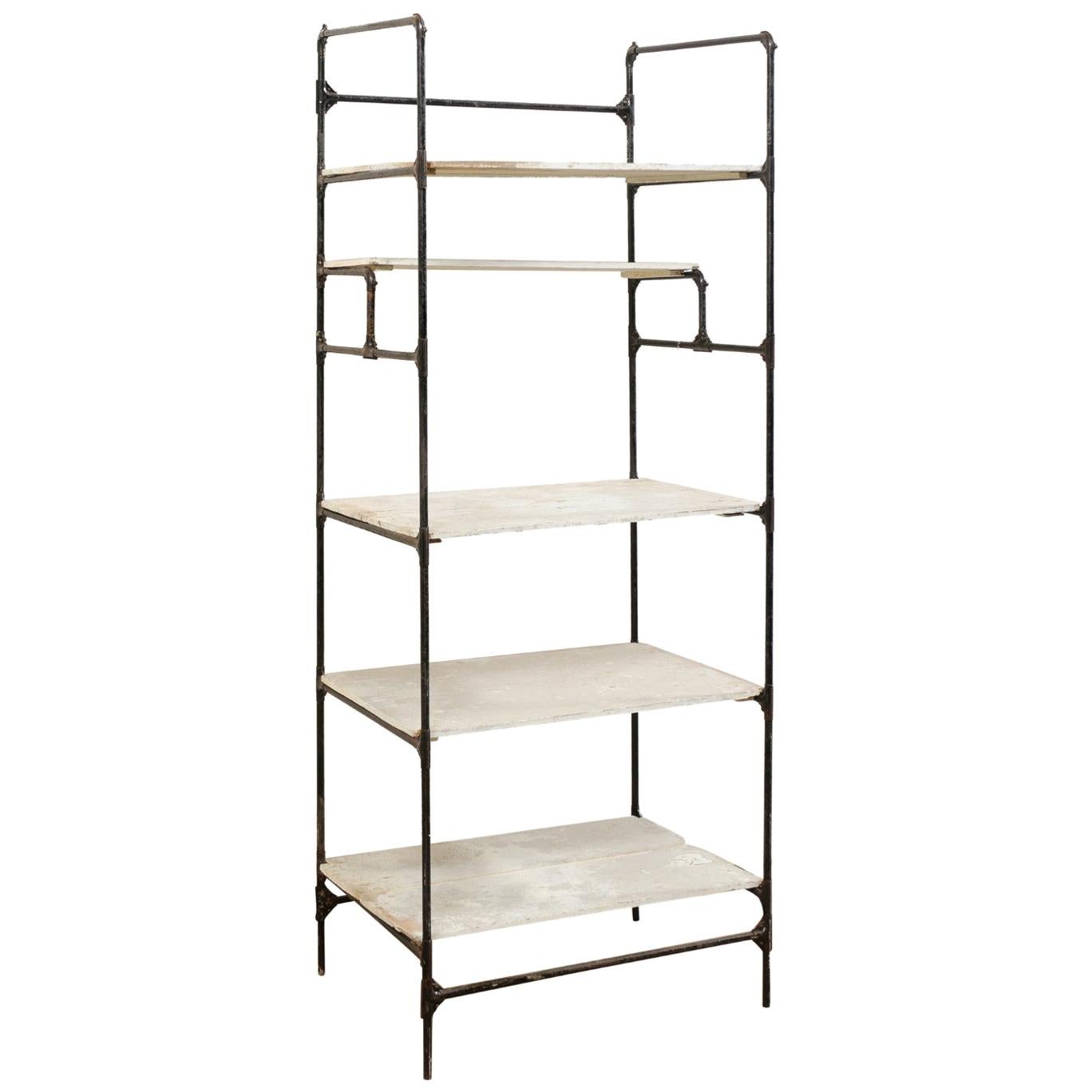 A Tall Spanish Open Shelf Rack Storage Display Piece, Vintage Artisan Created For Sale