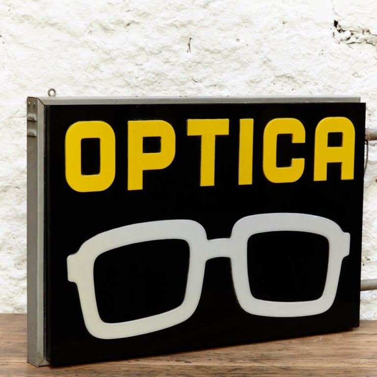 Spanish Optical Store Light Signal Black Yellow and White, circa 1970