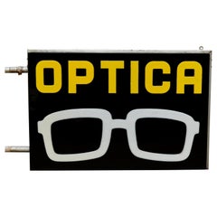 Spanish Optical Store Light Signal Black Yellow and White, circa 1970