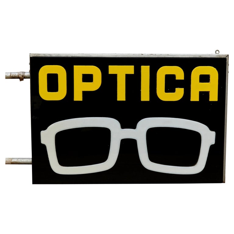 Spanish Optical Store Light Signal Black Yellow and White, circa 1970