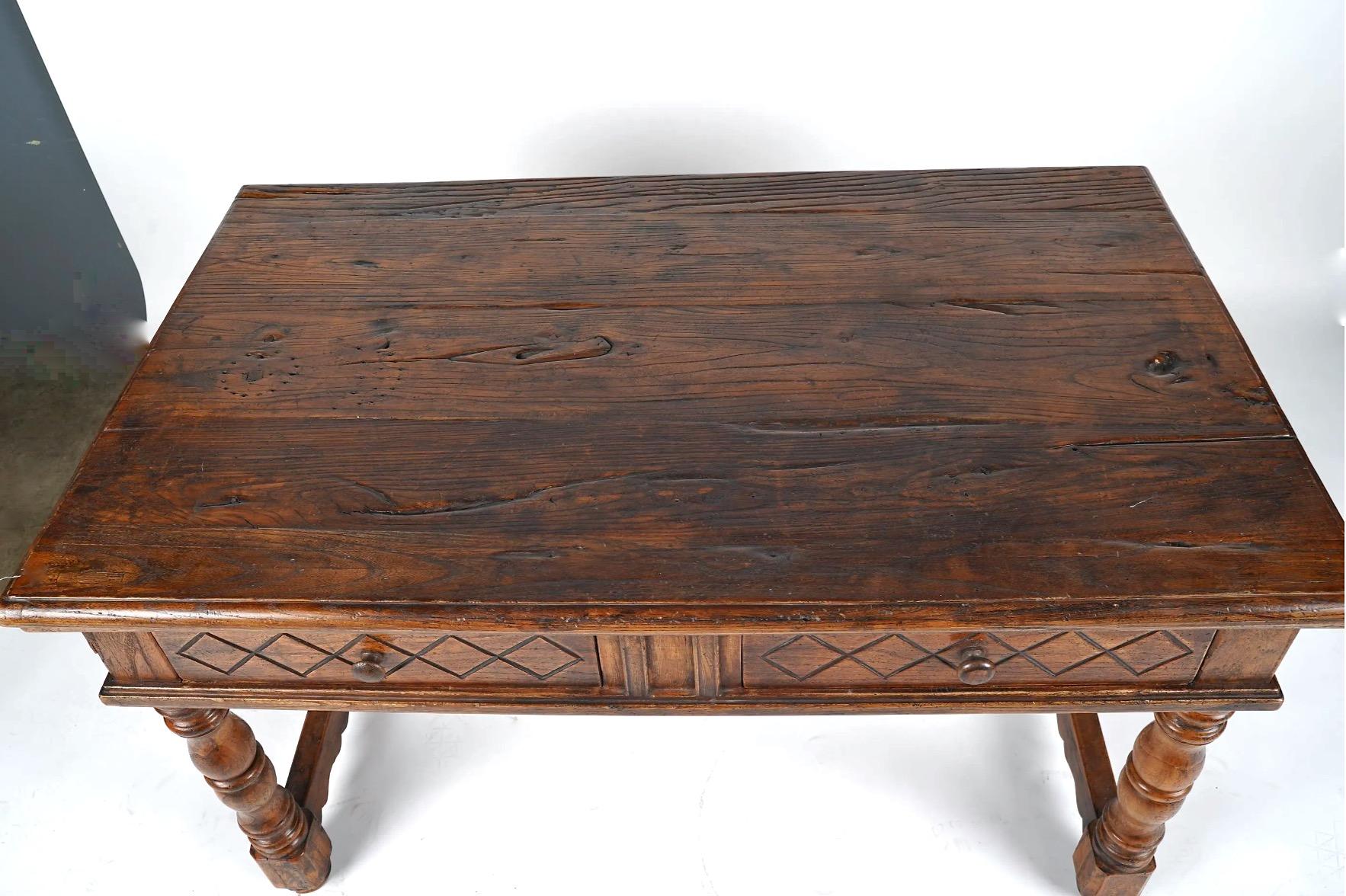 Oak Spanish or Colonial-Style Baroque Writing or Library Table