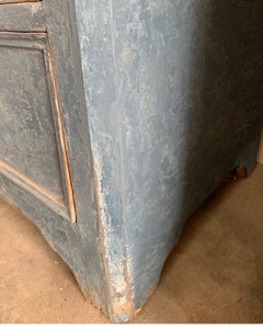 Spanish Painted Blue Three-Drawer Chest with Wooden Pulls