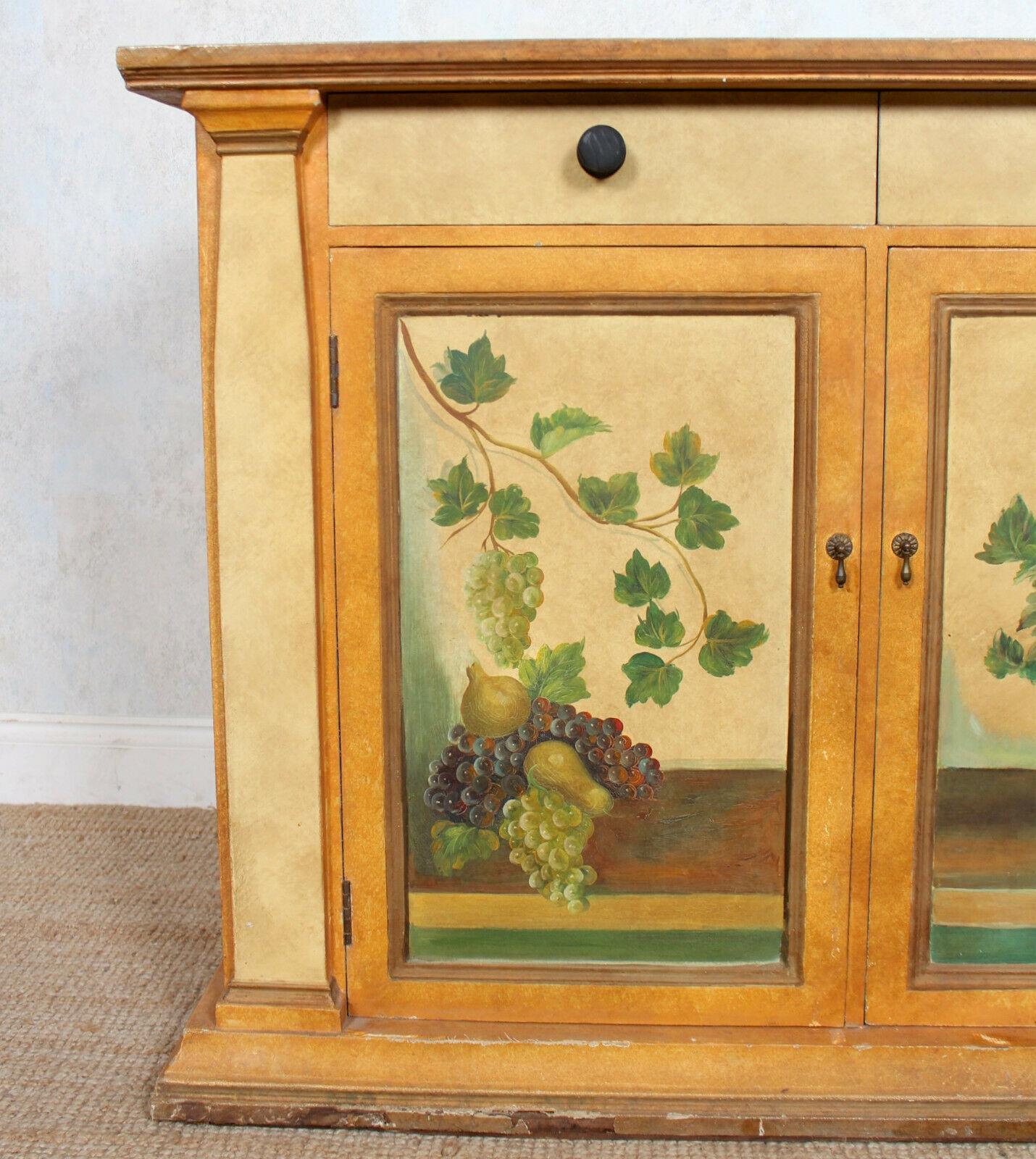 Spanish Painted Cabinet Papered Cupboard In Good Condition For Sale In Newcastle upon Tyne, GB