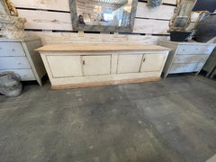 Spanish Painted Cream Two Door Buffet Repurposed From 19th Century Cabinet