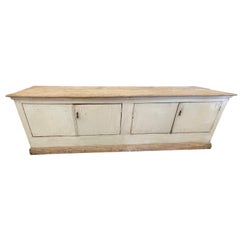 Antique Spanish Painted Cream Two Door Buffet Repurposed From 19th Century Cabinet